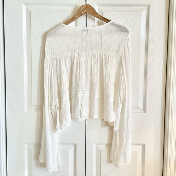 Arizona Jean Co Boho Peasant Blouse Ivory Lace Rayon Flowy Top XXL | Neutral 🤍 - Picture 3 of 9